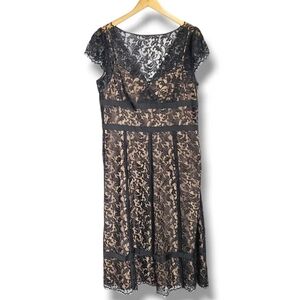 LOFT Black V-Neck Flutter Sleeve Midi Dress